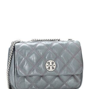 Tory Burch Small Willa Shine Quilted in Snow Cloud